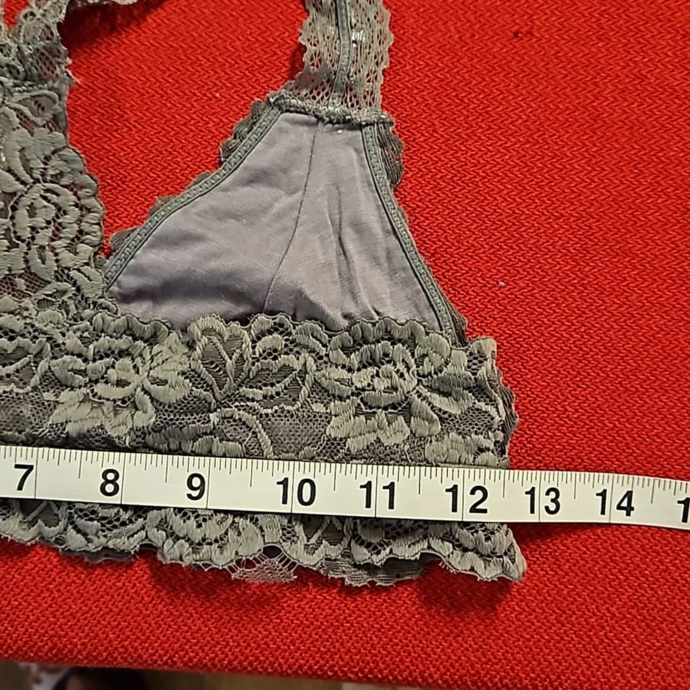 ANEMONE gray floral graphic lace  stretch t back bra S/M M/L NWT - Picture 3 of 8